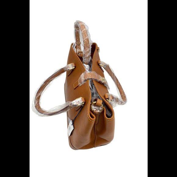 Dooney & Bourke Florentine Leather Perry Satchel Natural - Picture 3 of 4